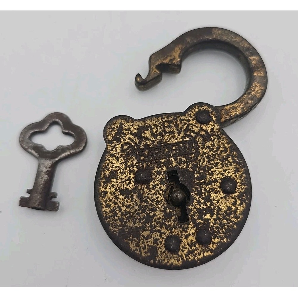 Vintage Six Lever Sargent Padlock Old Lock With Key Working